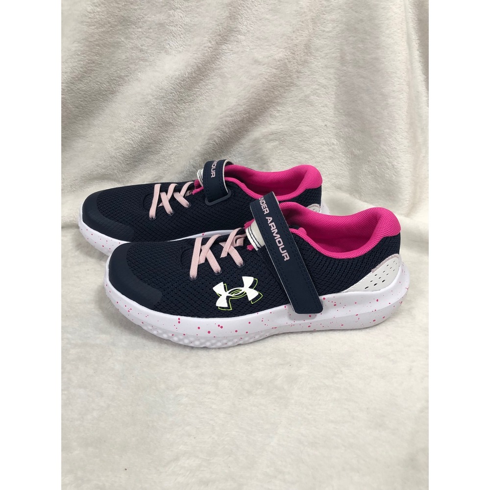 NEW Under Armour GPS Surge 4 AC Kids 3Y Navy Pink Speckled Athletic Sneakers
